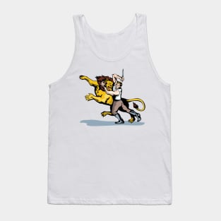 Man Fighting Lion with Dagger  Retro Tank Top